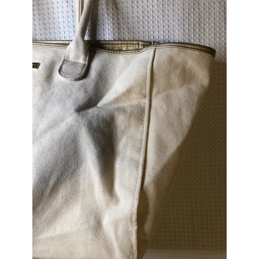 Ralph Lauren - Canvas -Tote - Overnight Bag - Purse - Metallic Gold Trim - Lined